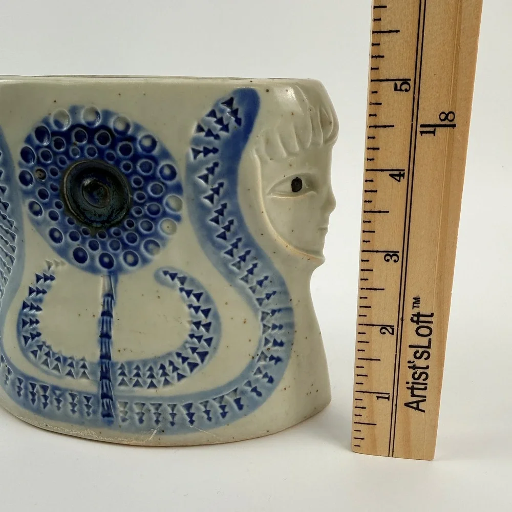 Vintage UCTCI Japan Ceramic Double Face Sunflower Planter Vase MCM Stoneware